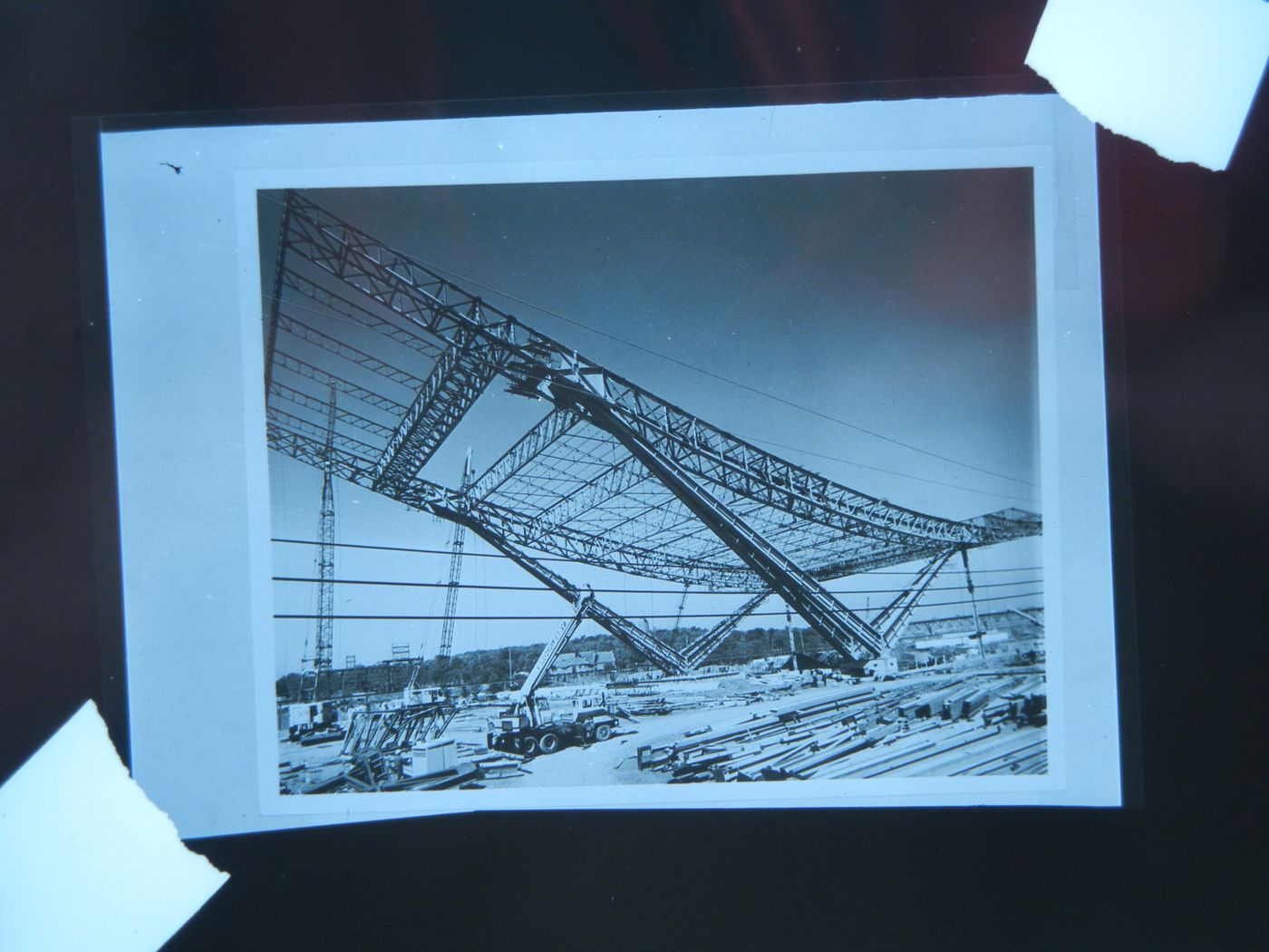 View of the Pavilion of the Soviet Union at its construction stage, Expo 67, Montréal, Québec