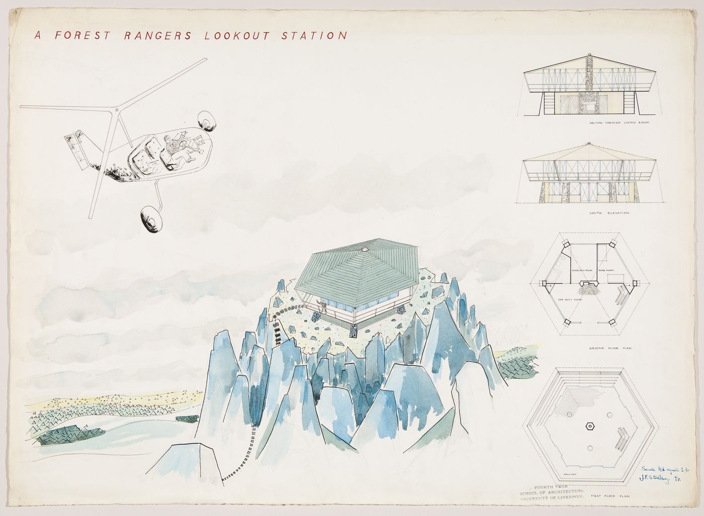 Student drawing for a Forest Rangers Lookout Station