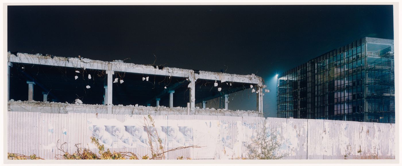 Night view of a construction site, Prato, Italy