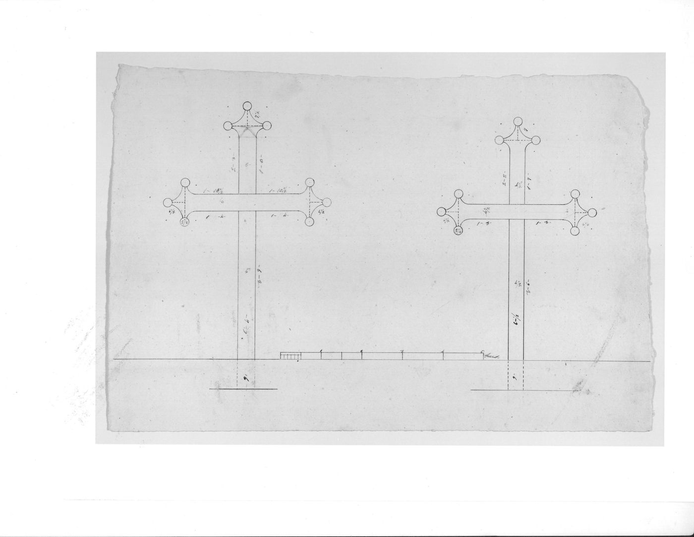 Elevations for a high altar [?] cross for Notre-Dame de Montréal