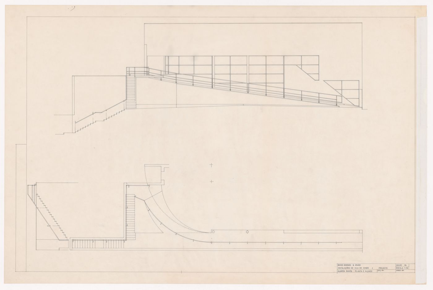 Plan and elevation for Banco Borges & Irmão II [Borges & Irmão bank II], Vila do Conde, Portugal