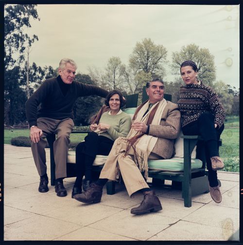 Photograph of Amancio Williams, Delfina Gálvez de Willams, Ignacio Pirovano, and María Marta Sanchez Elía