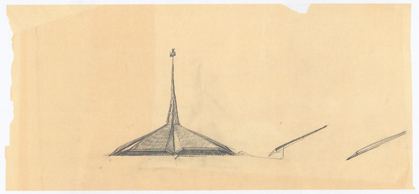 Sketched elevation, North Christian Church, Columbus, Indiana