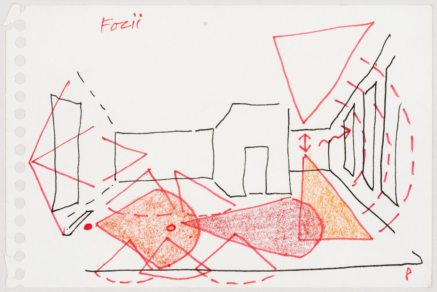 Renovations to Hobbs Food Shop, 29 South Audley Street, London, England (project): conceptual sketch of interior showing foci