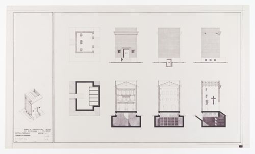 Plans, elevations, and sections (Piante, prospetti, sezioni), Cappella funeraria Molteni, Giussano, Italy