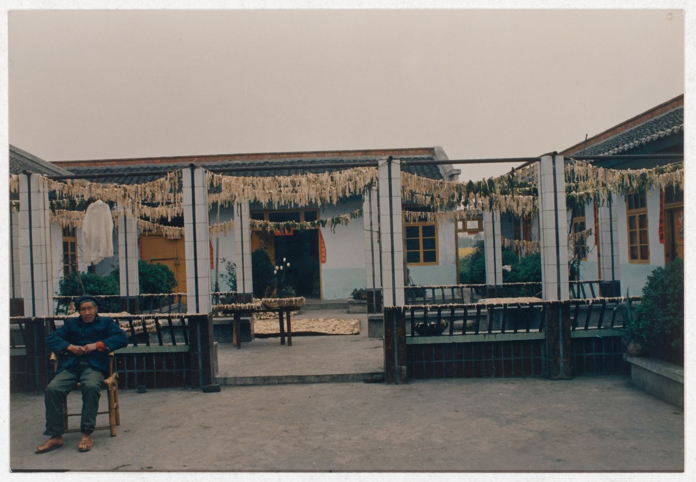 View of public square in rural Sichuan province, China