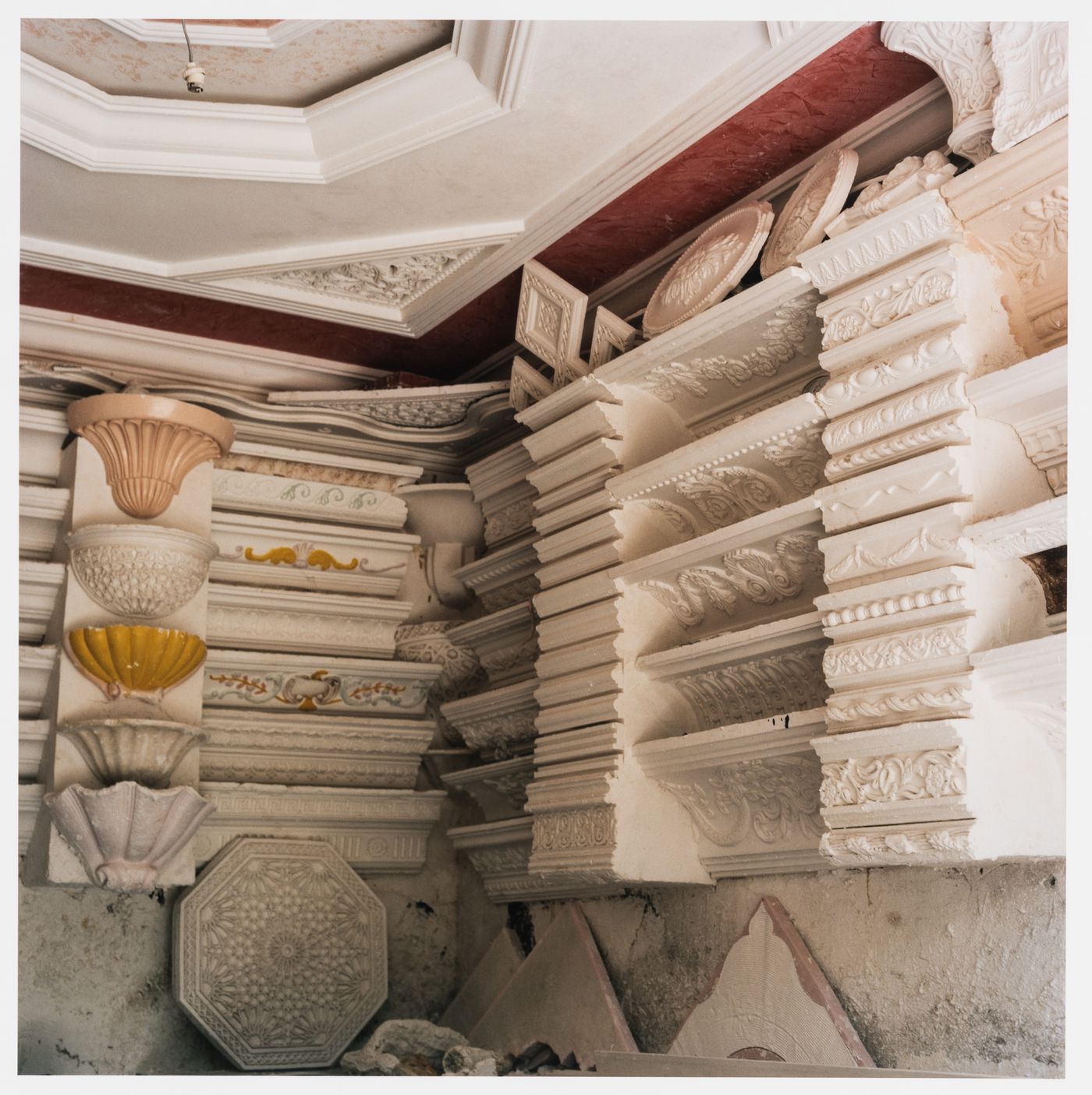 Plaster moldings used in the Nid d'abeilles housing block, cité verticale,  Carrières centrales neighbourhood, Casablanca