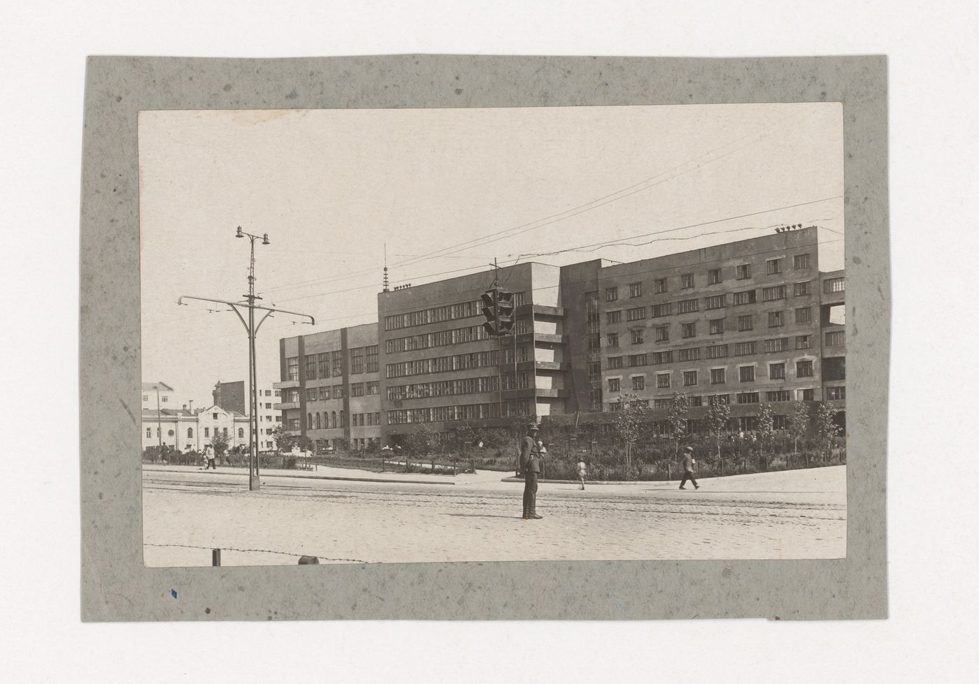 View of the Ural All-Union Communist Party of Bolsheviks and District Executive Committee Building from across the street, 1905 Goda Square, Sverdlovsk, Soviet Union (now Ekaterinburg, Russia)