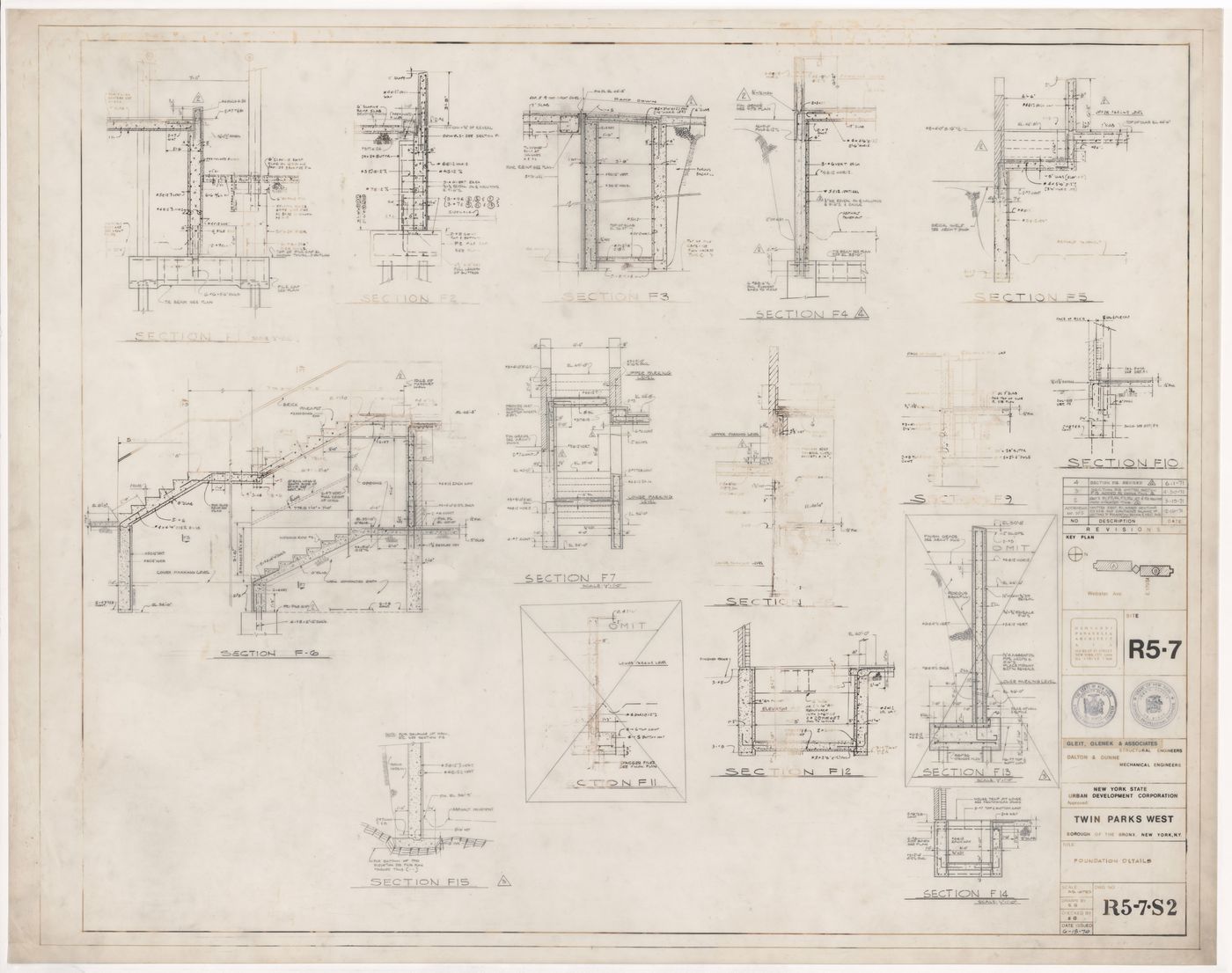 Foundation details for Twin Parks West, Site R5-7, Bronx, New York