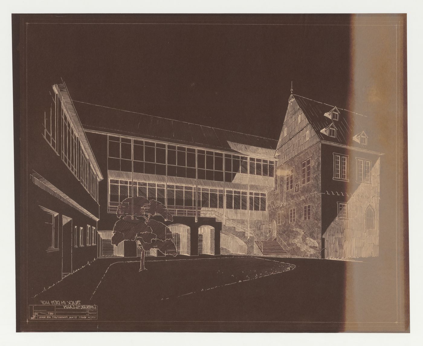 Perspective for a courtyard for an addition to an existing building, possibly a school, Limburg an der Lahn, Germany