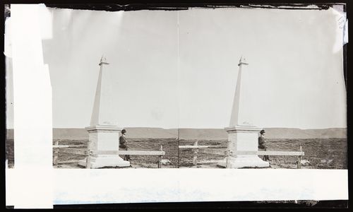 Stereograph of the Inital Point of Boundary Between U.S. and Mexico, Imperial Beach, California, United States of America