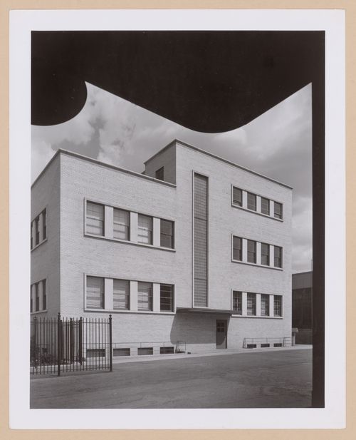 View of the west façade of the Administration Building, Chrysler Corporation Plymouth division Automobile Assembly Plant, Detroit, Michigan