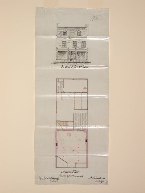 House for David Edwards - frontelevation and ground plan