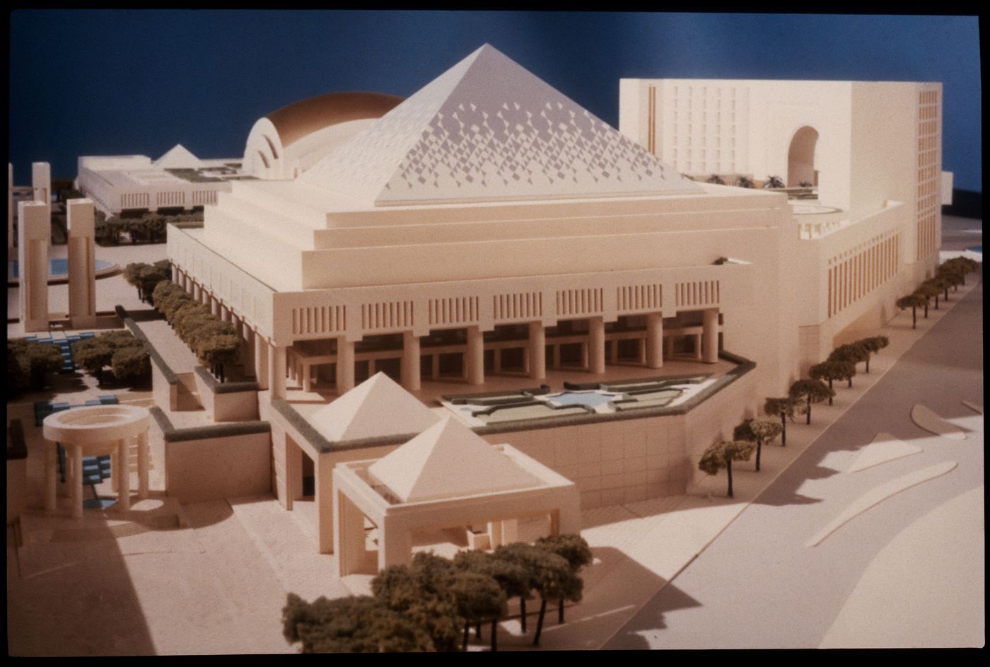 View of model for Hamma Government Complex, Algiers, Algeria