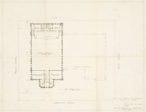 Olivet Baptist Church, Verdun (now Montréal), Québec : plan du rez-de-chaussée