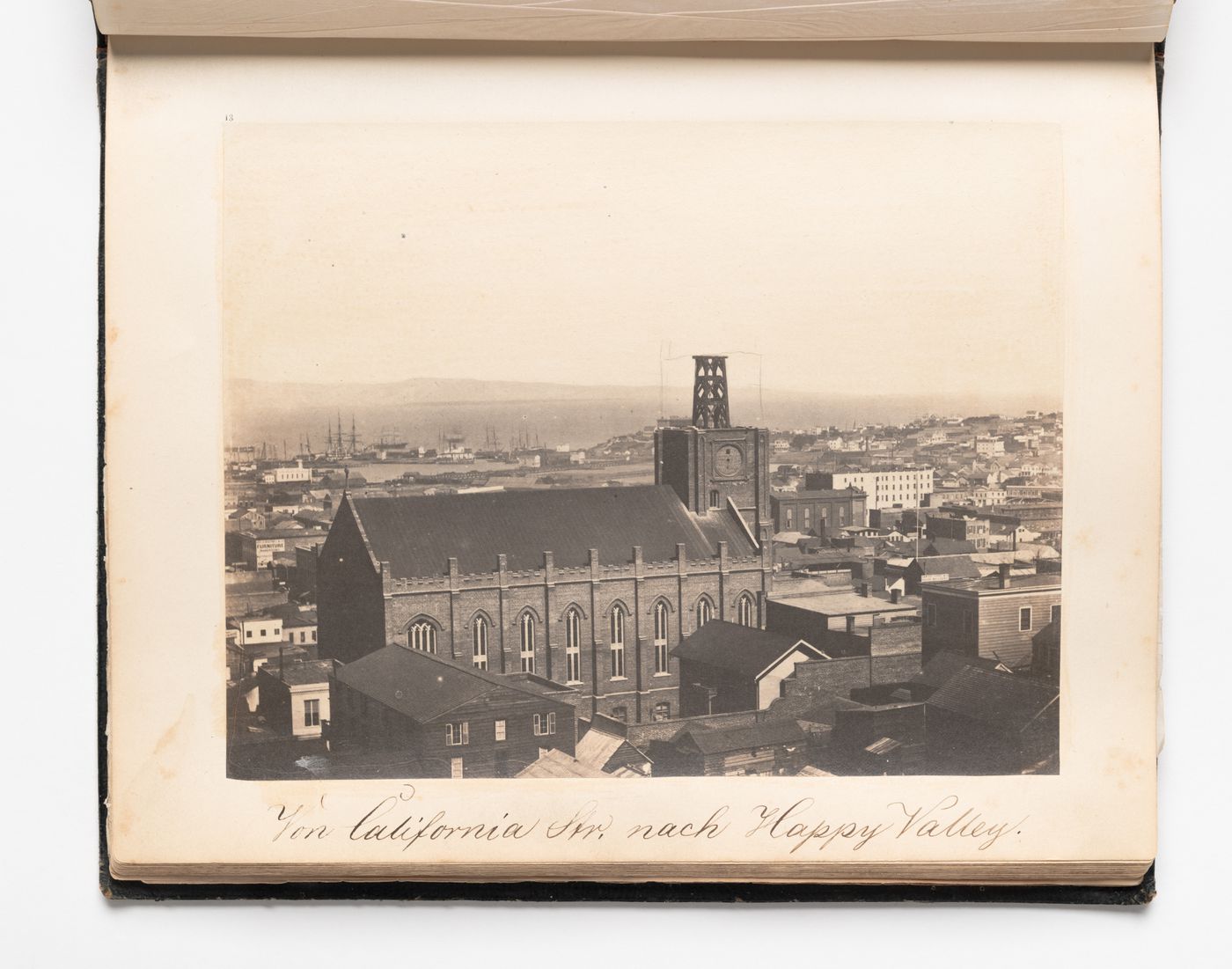 View of San Francisco showing St. Mary's Church looking southeast from Sacramento and Stockton Streets