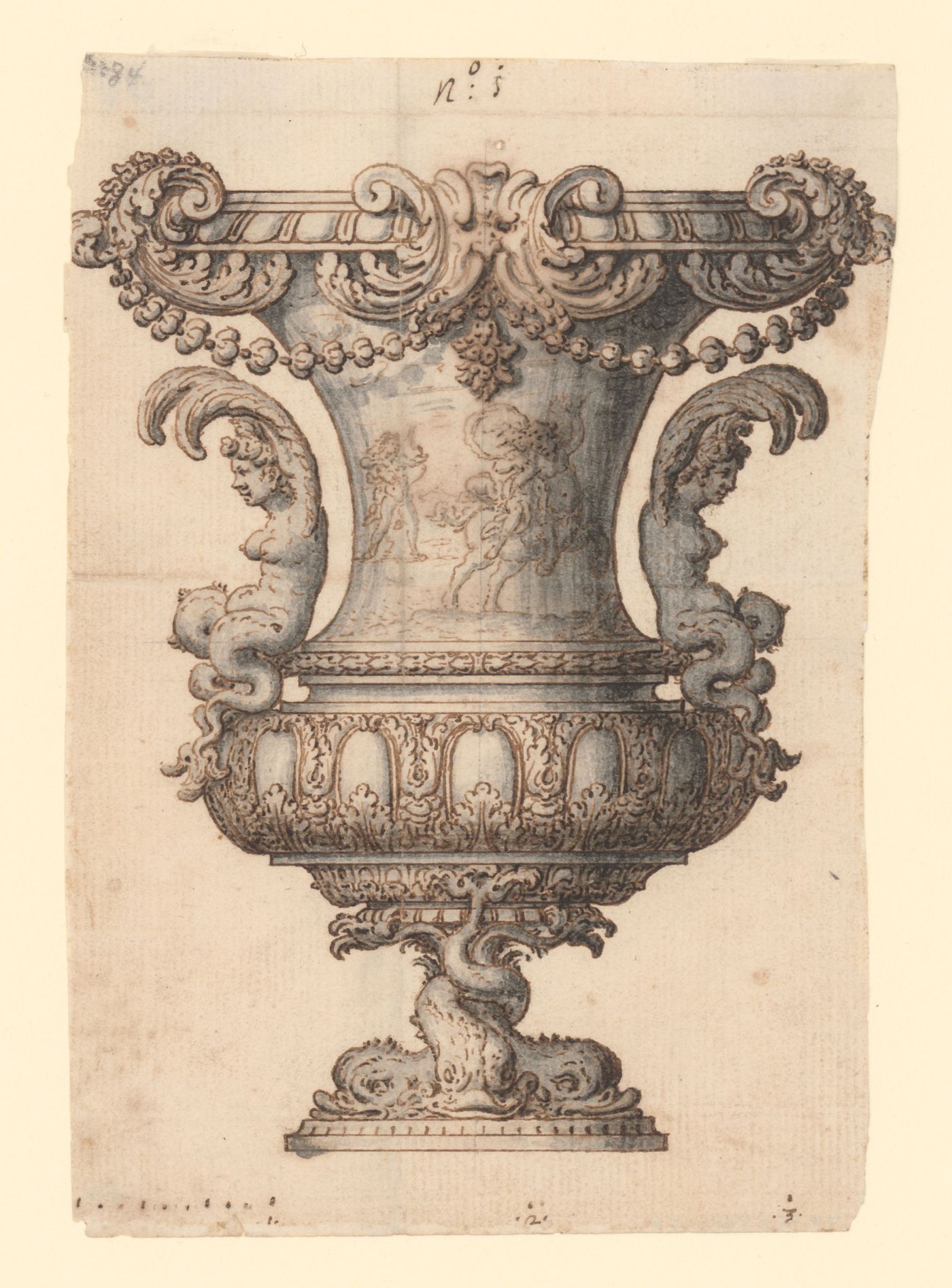 Drawing for an ornamental vase with a scene of Hercules preparing to slay Nessus