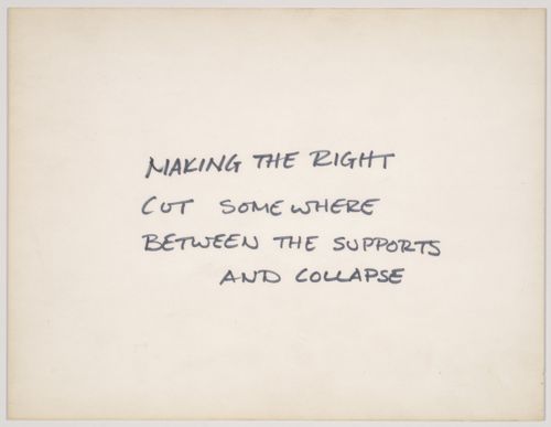 Making the right cut somewhere between the supports and collapse