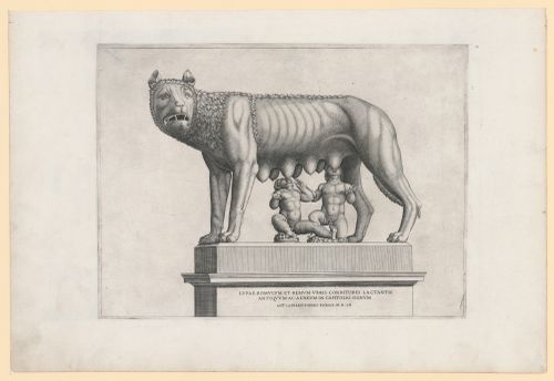 Perspective of the Capitoline Wolf with Romulus and Remus, Rome