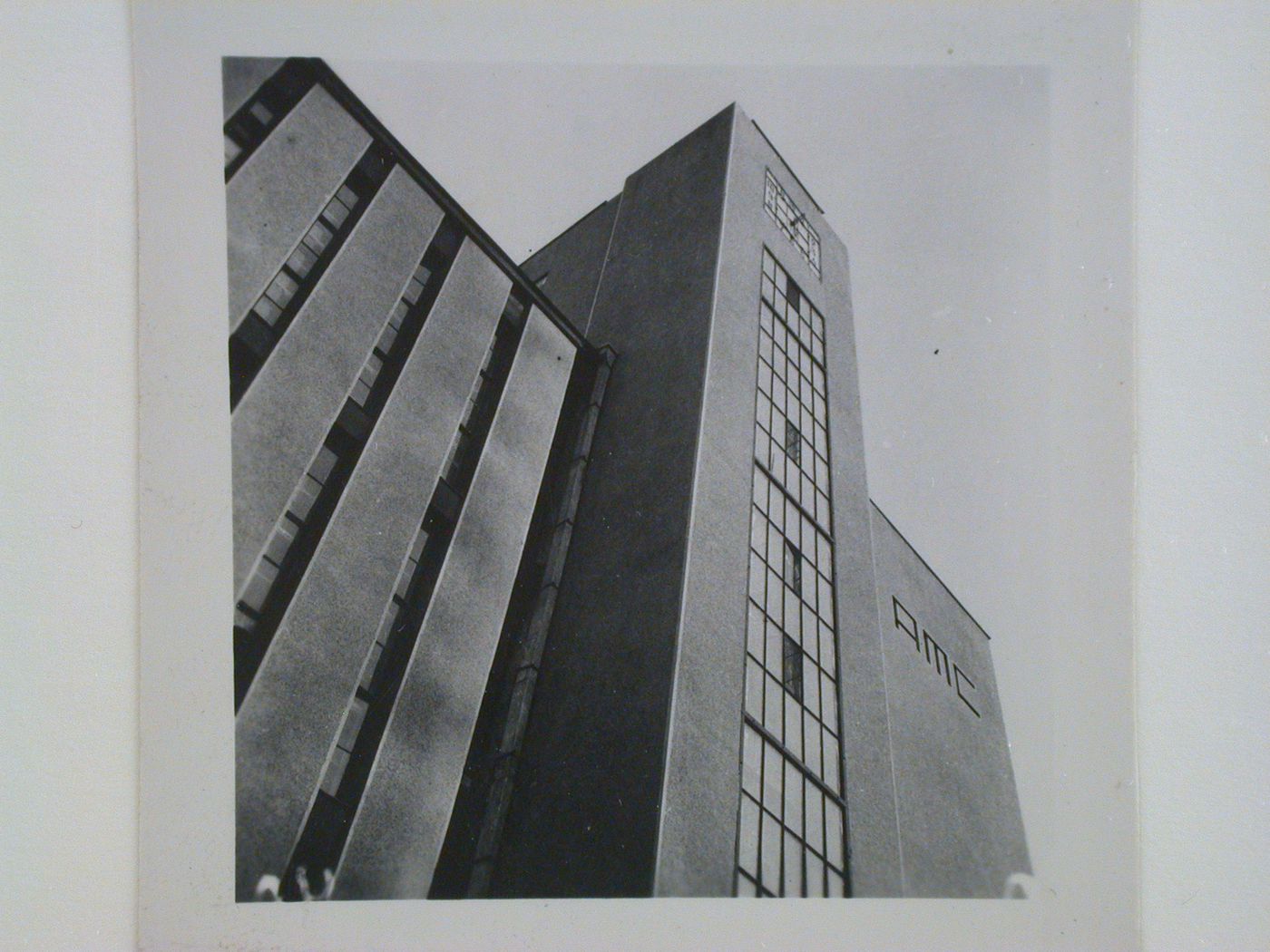 Partial view of the Automated Telephone Station (ATS) from below, Kharkov, Soviet Union (now in Ukraine)