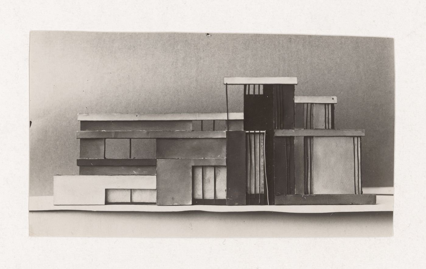 Photograph of a student model on the topic "Architectonic Design of the Frontal Surface" for the "Space" course at the Vkhutemas (Higher State Artistic Technical Studios), Moscow