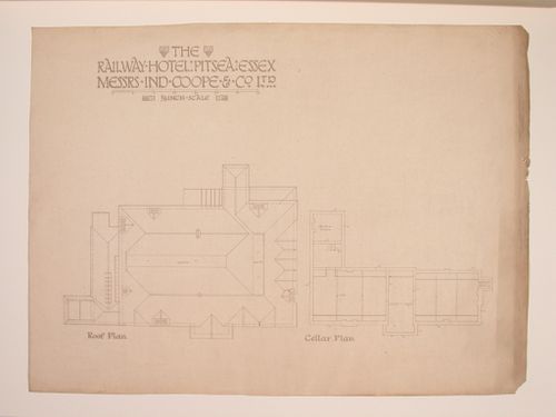Roof and cellar plans for the Railway Hotel, Pitsea