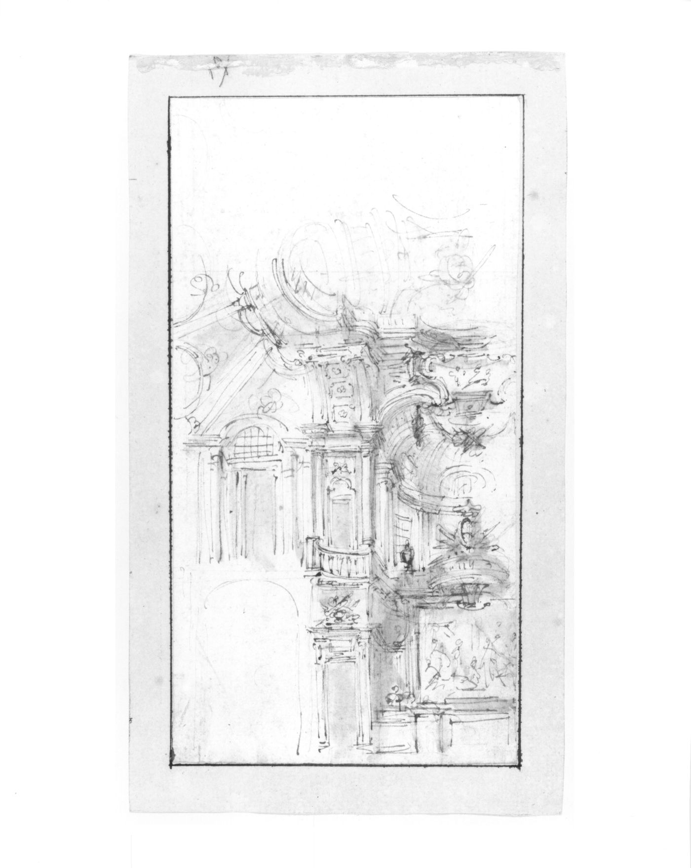 Perspective sketch for the salone of the Villa della Regina, Turin