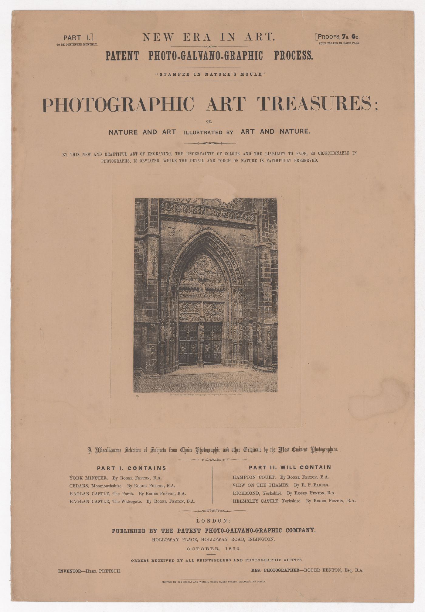 Portal from unidentified cathedral with cover photo - galvano - graph from the portfolio PHOTOGRAPHIC ART TREASURES, France ?