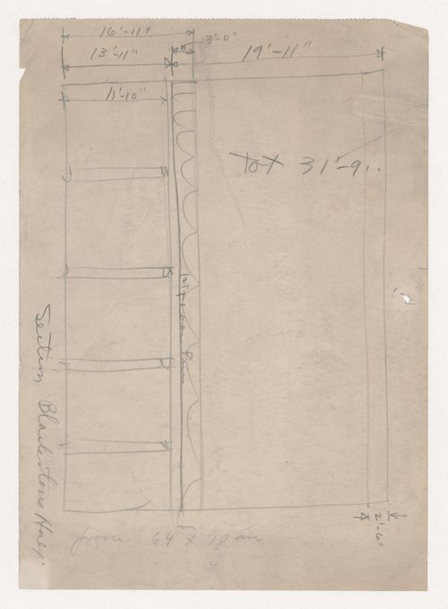 Sketch section for a campus building for Illinois Institute of Technology