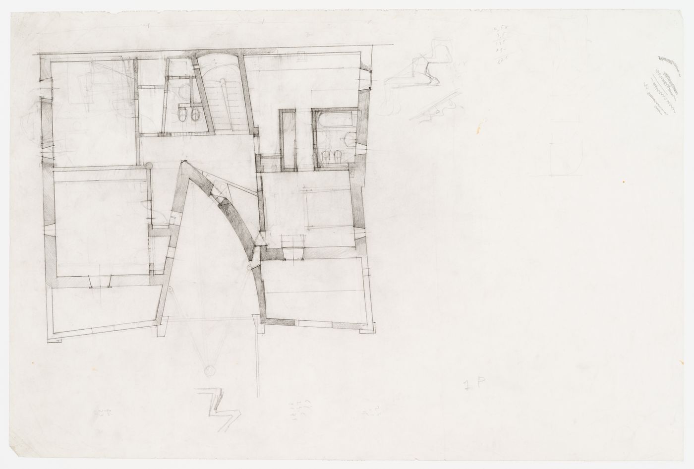 Preliminary plan of first floor for Casa Miggiano, Otranto, Italy