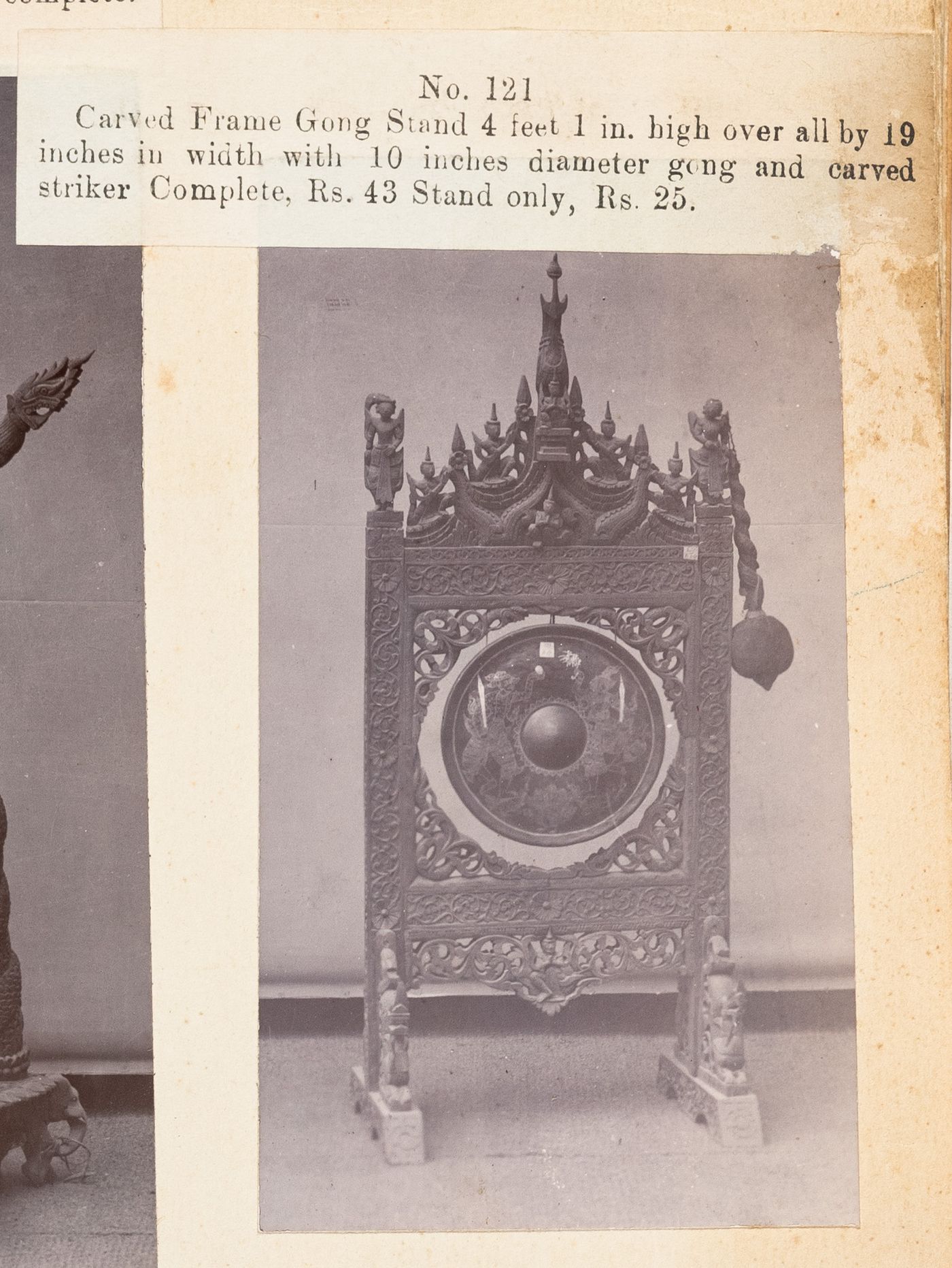 View of a gong, F. Beato Limited, C Road, Mandalay, Burma (now Myanmar)