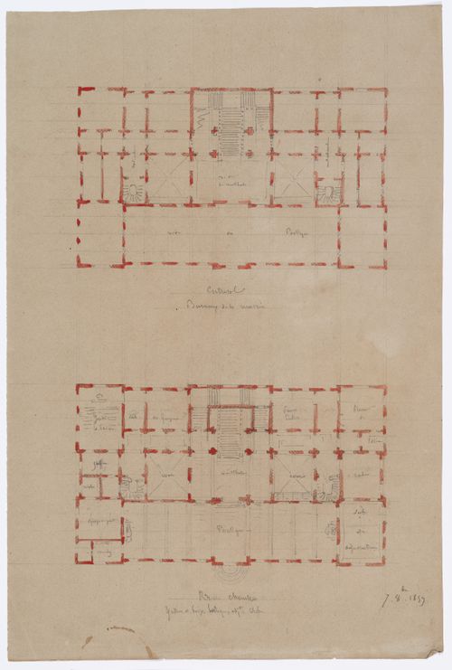 Project for a Hôtel de ville, Poitiers: Ground floor and "entresol" plans