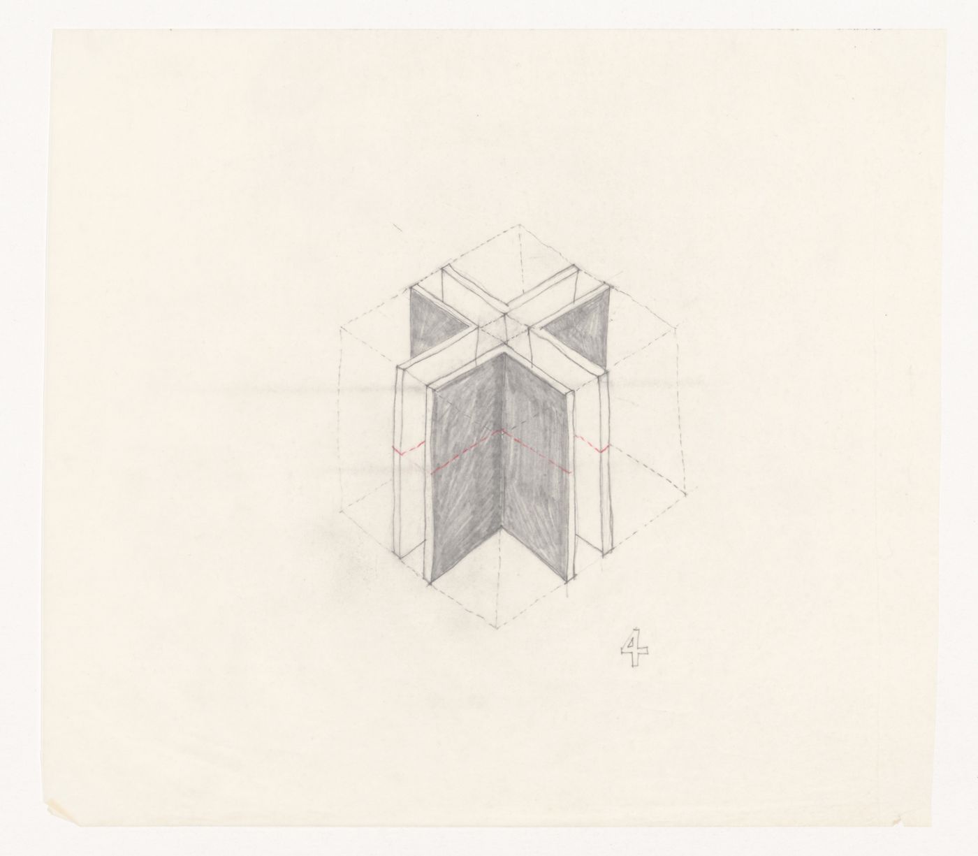 Axonometric sketch for House VI, Cornwall, Connecticut