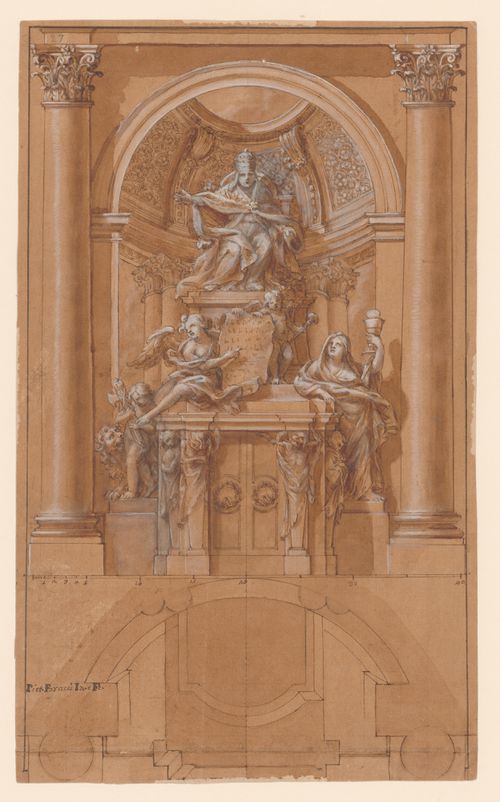 Elevation and plan, possibly for the tomb of Pope Benedict XIV, Rome