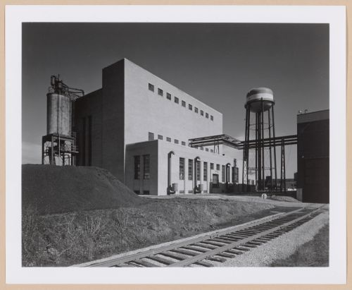 View of the south façade of the Boiler House showing the water tower, General Motors Corporation New Departure division Automobile [?] Assembly Plant, Sandusky, Ohio