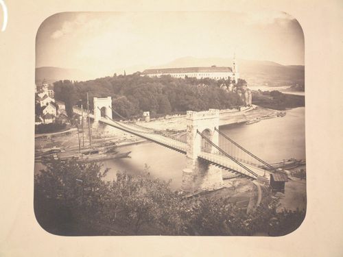 Overview of Bridge dedicated to Empress Elisabeth on the Elbe River, Tetschen [?] or Decin ?