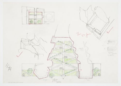 Bibliothèque de France, Paris, France: landscape plans and sketches