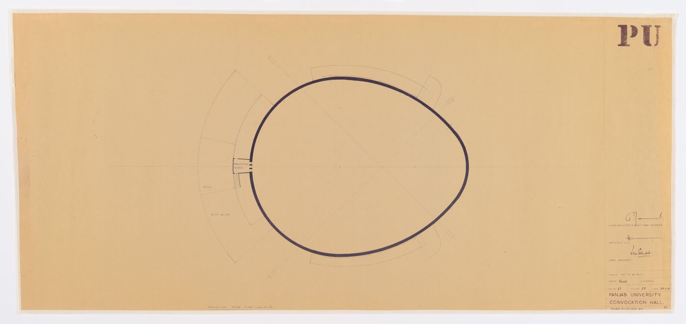 Floor plan for the Ghandi Bawan, Punjab University, Sector 14, à Chandigarh, India