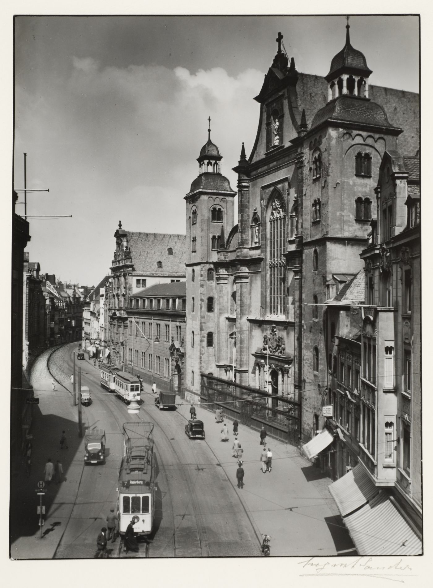 View along Marzellenstrasse with exterior of St. Maria Himmelfahrt Church, Cologne, Germany