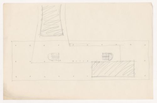Partial sketch plan for an auditorium for Illinois Institute of Technology, showing its connection to other buildings