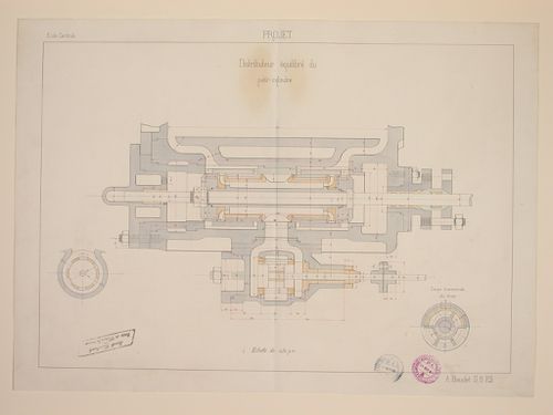 Student engineering drawing: Sections for a calibrated distributor of a small cylinder