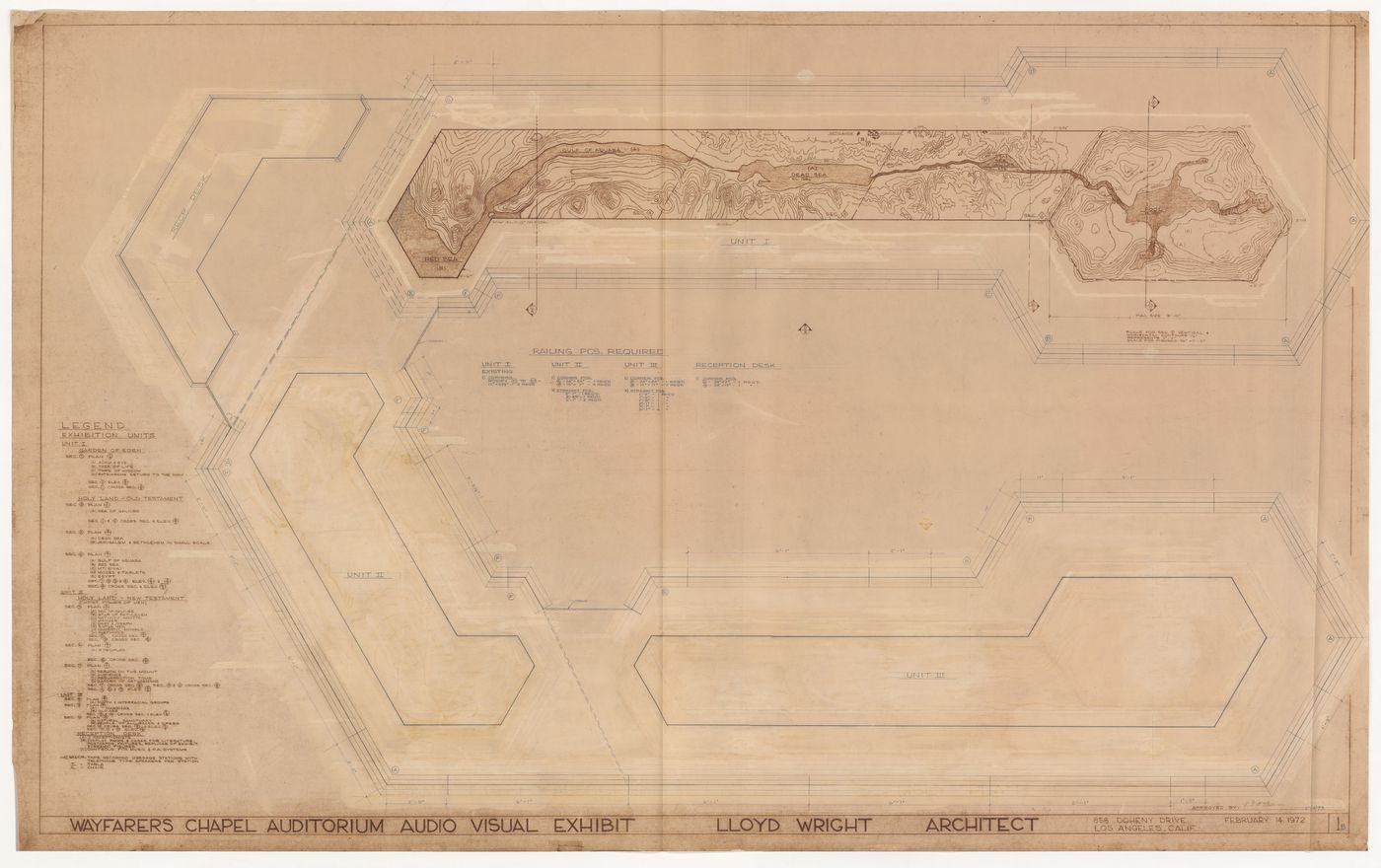 Wayfarers' Chapel, Palos Verdes, California: Plan for Swedenborgian educational models for the auditorium audiovisual exhibition