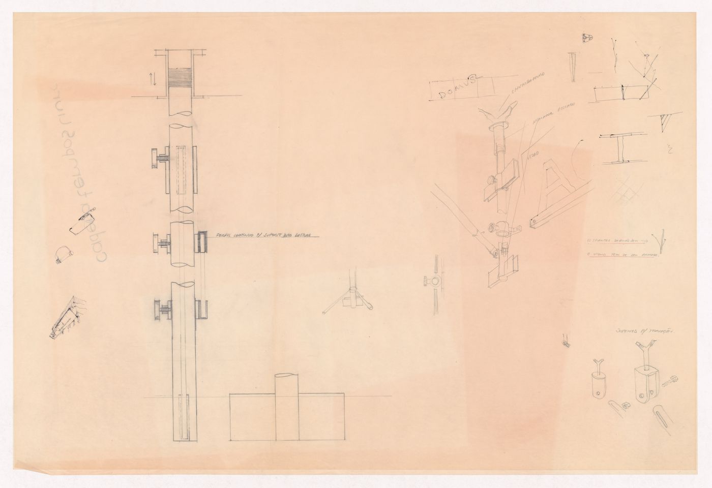 Sketch details of support column for Cooperativa Unicoope Domus/Pasteleira, Porto, Portugal