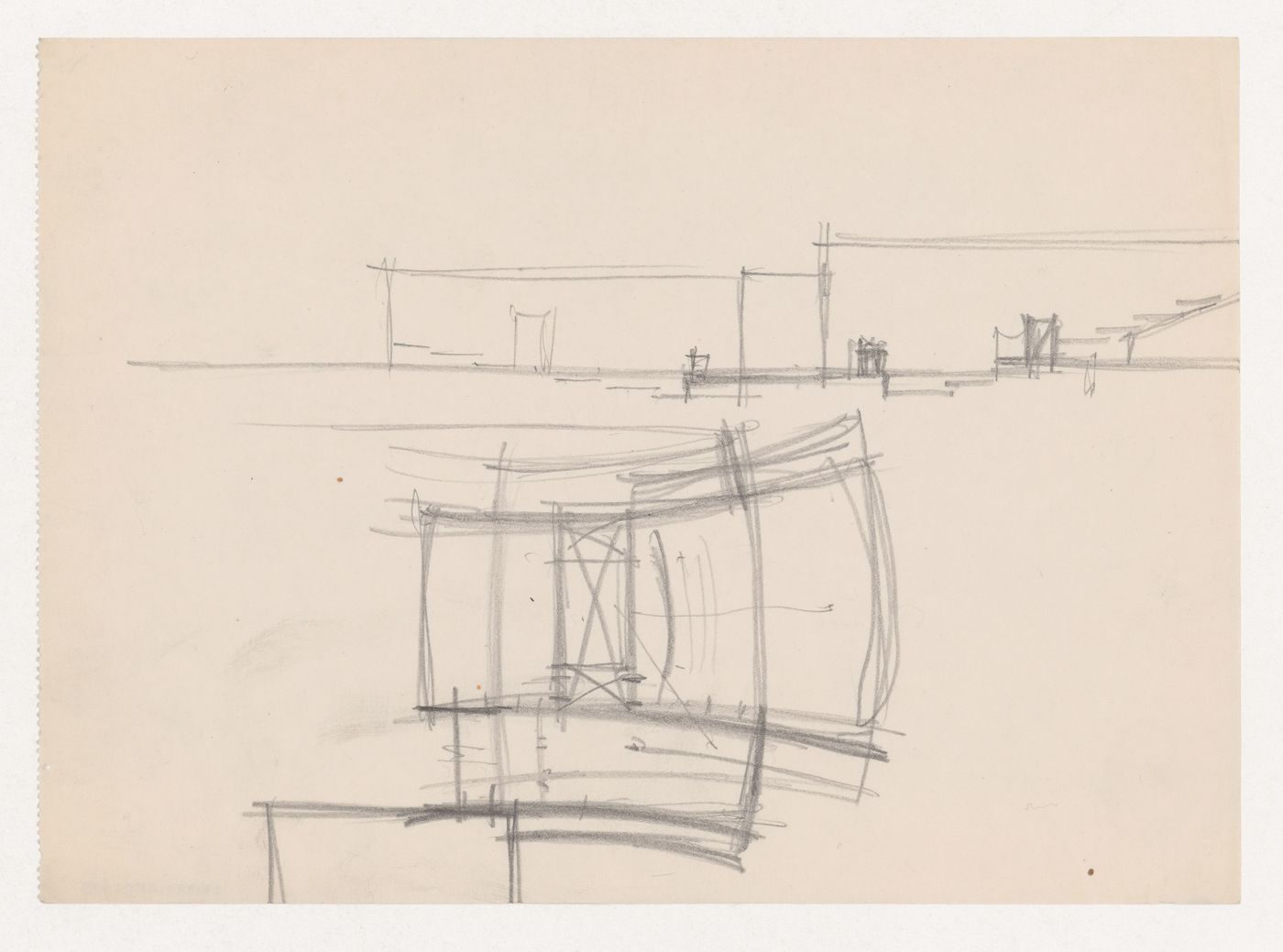 Partial sketch cross section and sketch plan for an auditorium for Illinois Institute of Technology
