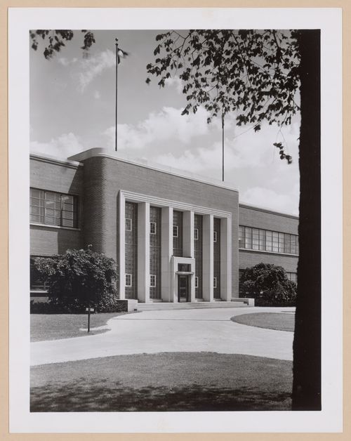 View of the principal façade of the Administration Building, United States Naval Ordnance Assembly Plant, Center Line, Michigan