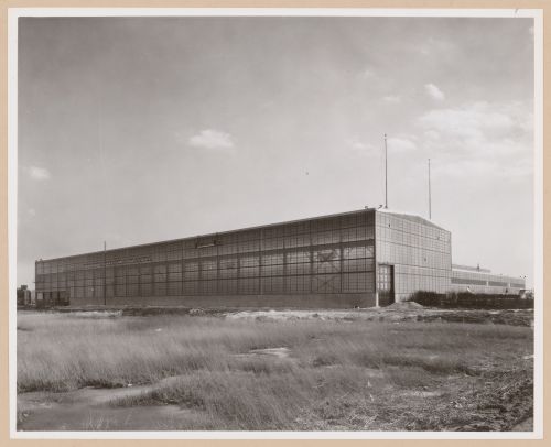 View of the principal and lateral façades of the Manufacturing Building, Firestone Rubber and Metal Products Company Assembly Plant, Riverview, Michigan