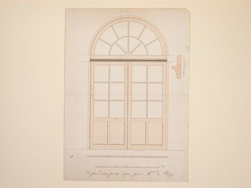Dessin d'une porte vitrée pourM. de Clery - Château de Marliens