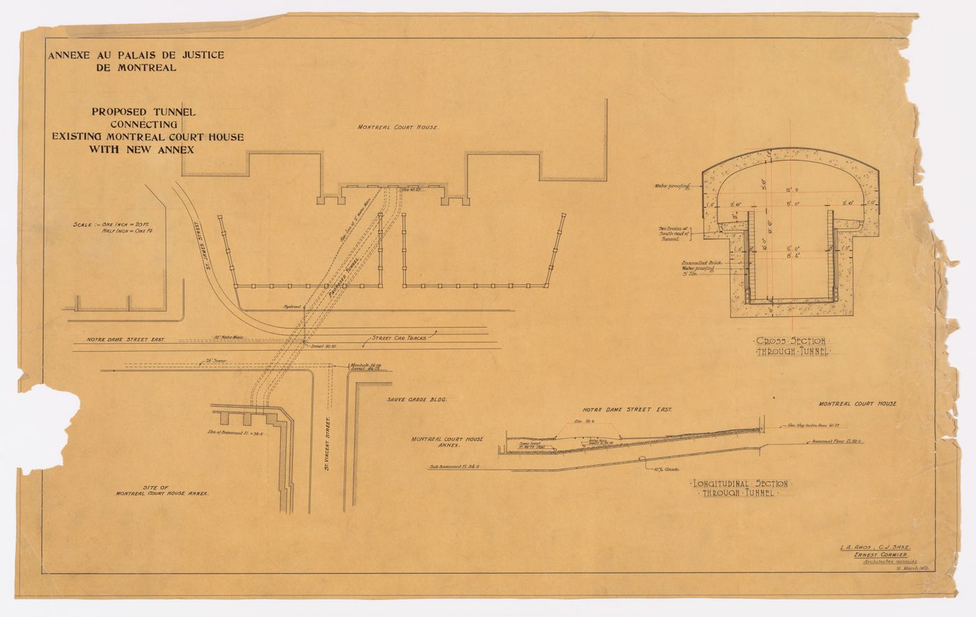 Proposition d'un tunnel reliant l'annexe au Palais de Justice, Annexe au Palais de Justice de Montréal, Montréal, Canada