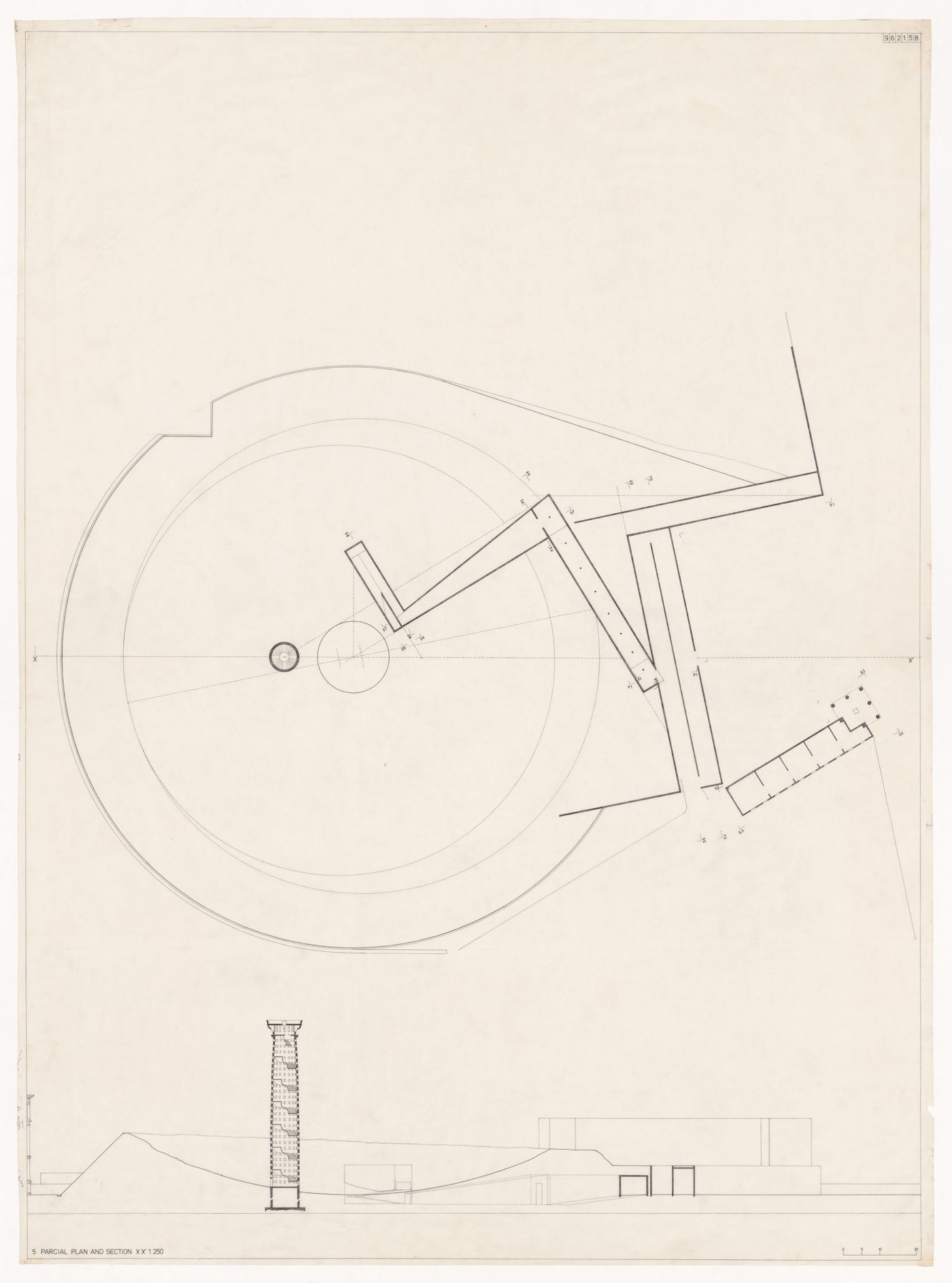 Plan and section for Monumento às vítimas da Gestapo [Monument to Gestapo victims], Prinz-Albrecht-Palais, Berlin, Germany