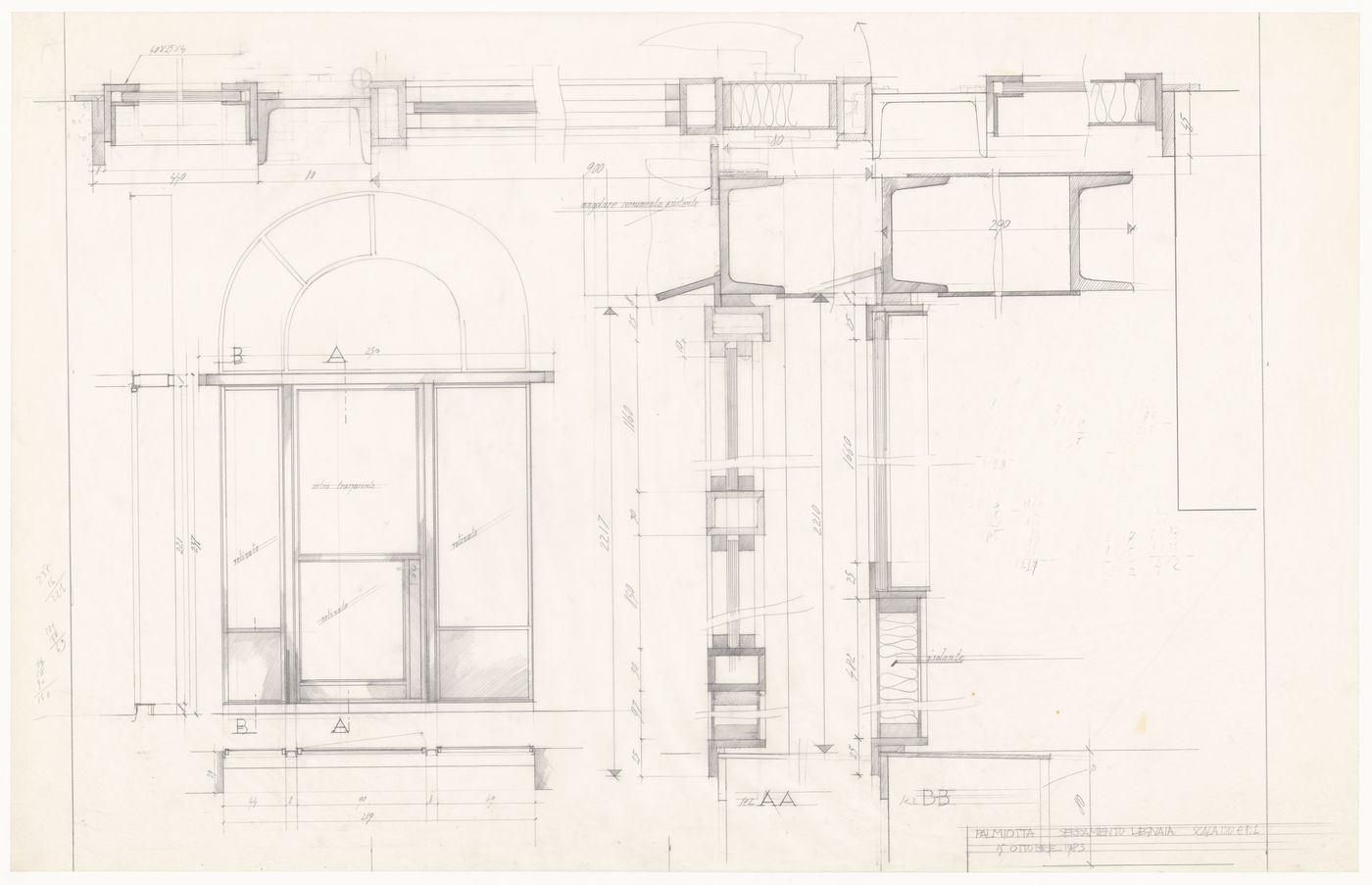 Window section and details for Casa Palmiotta, Italy